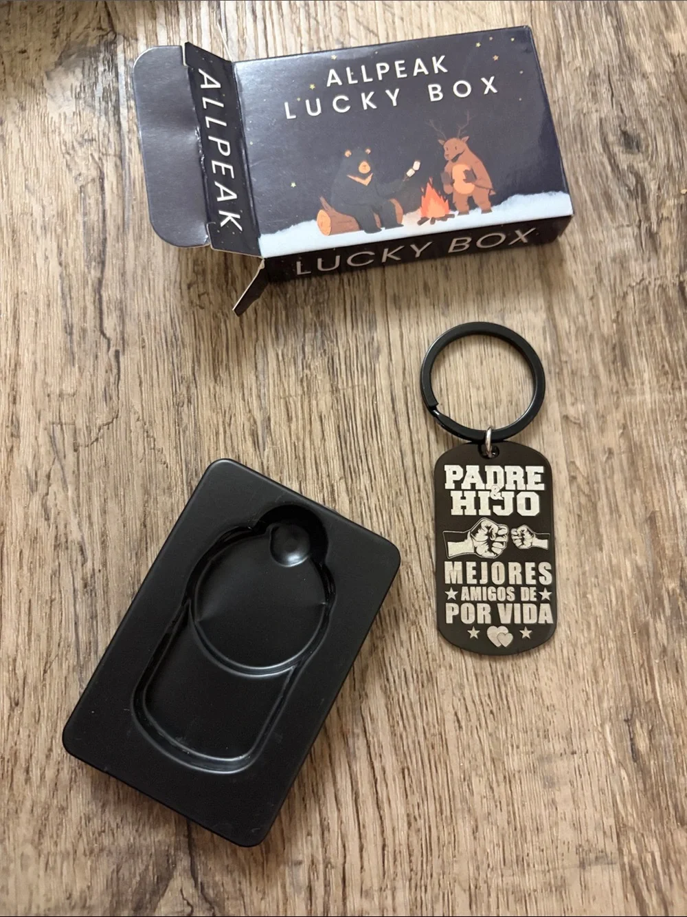 Padre & Hijo Black Metal Dog Tag with Silver Accents